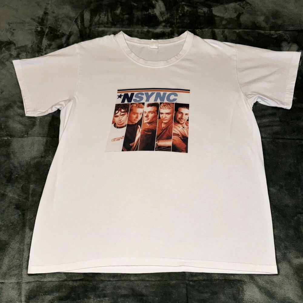 Nsync Album Cover T-Shirt Unisex White Graphic Print Dance Pop Short Sleeve Sz M
